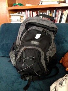 And, I re-purposed a hiking backpack from home, and will now be using it as my school bag. 